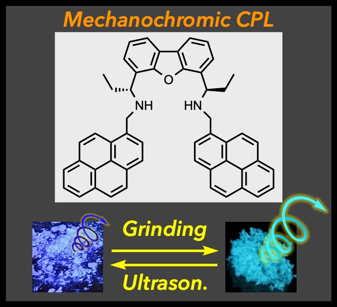 TOC graphic for Mechanochromic Luminescence and Solid-State Circularly Polarized Luminescence of a Chiral Diamine-Linked Bispyrene